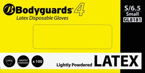 Bodyguards Disposable Latex Gloves      - Powdered                              GL8181 - Small